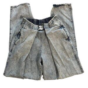 Vintage 80s Women's Pleated Mom Jeans High Waist Adjustable S-XL